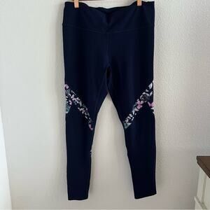 GAP Fit Butterfly Navy Active Pants Legging Workout Tights Large Regular